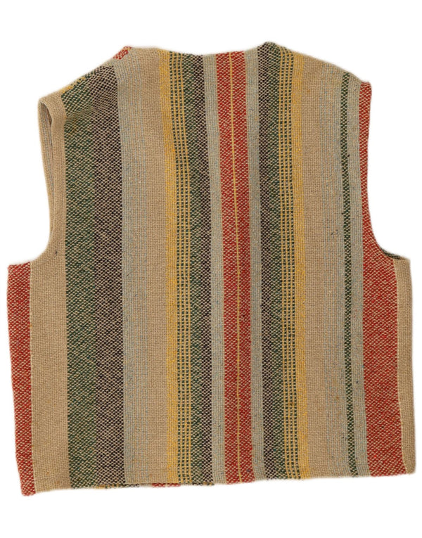Colete masculino vintage grande acrílico listrado multicolorido