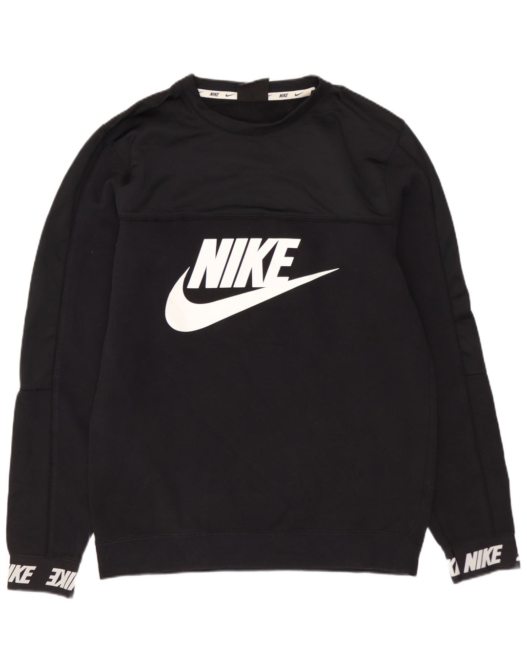 NIKE Mens Graphic Moletom Jumper Pequeno Algodão Preto
