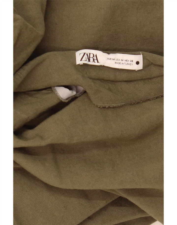 Saia midi feminina Zara médio W28 cáqui