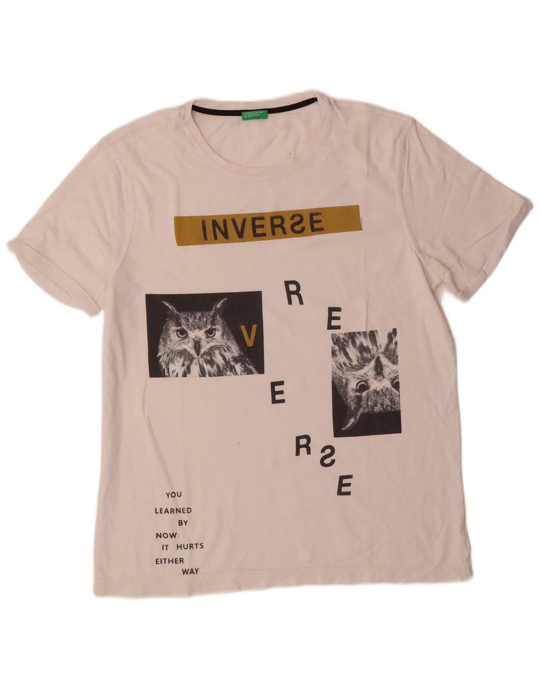Camiseta gráfica masculina Benetton Top médio branco