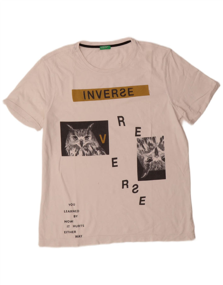 Camiseta gráfica masculina Benetton Top médio branco