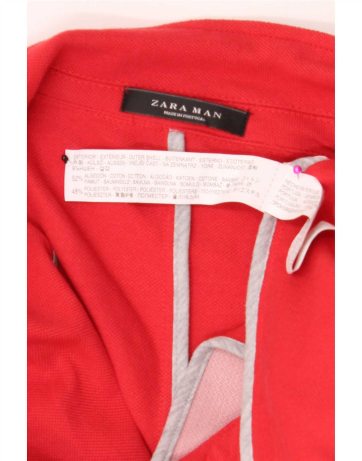 Jaqueta blazer masculina de 2 botões Zara Reino Unido 40 grande algodão vermelho