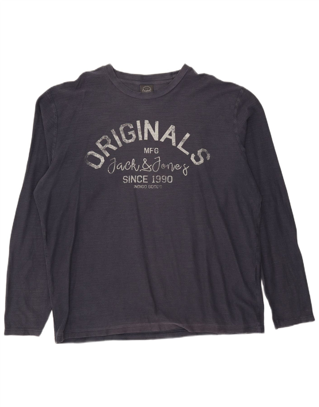 Jack & Jones Camiseta masculina gráfica de manga comprida XL azul marinho algodão
