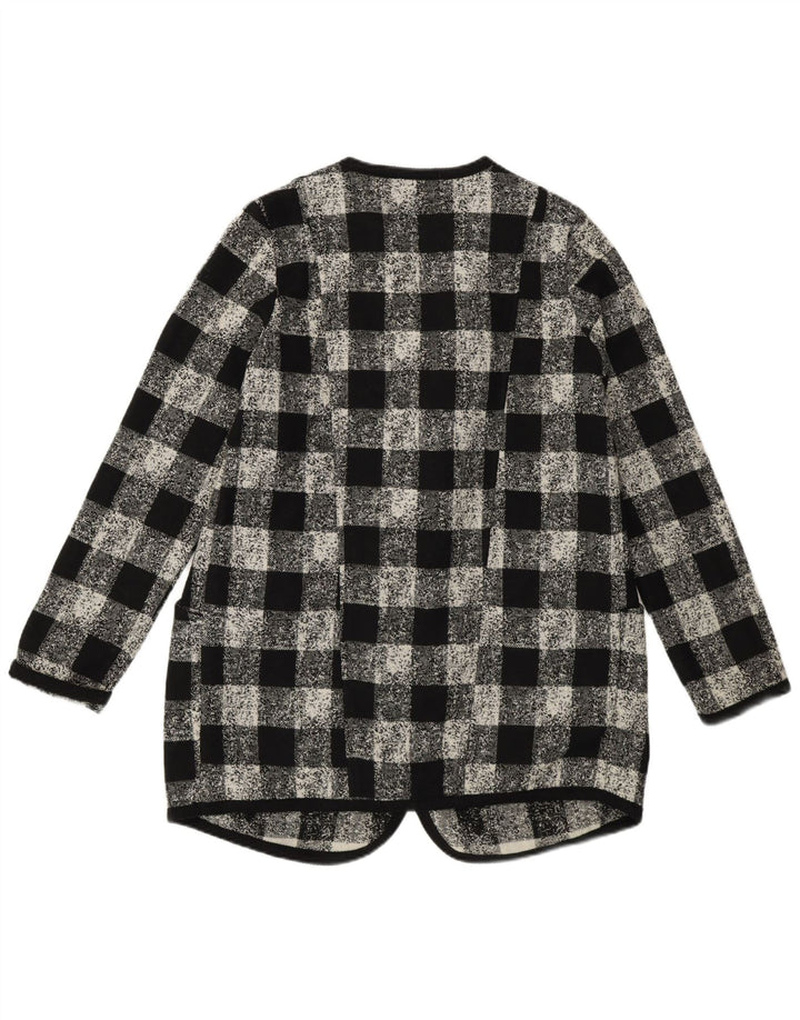 Jaqueta Blazer Oversized Sisley Feminina Reino Unido 6 XS Preto Gingham Acrílico