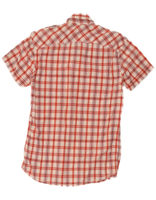 Camisa militar masculina de manga curta Jack & Jones pequena vermelha xadrez de algodão