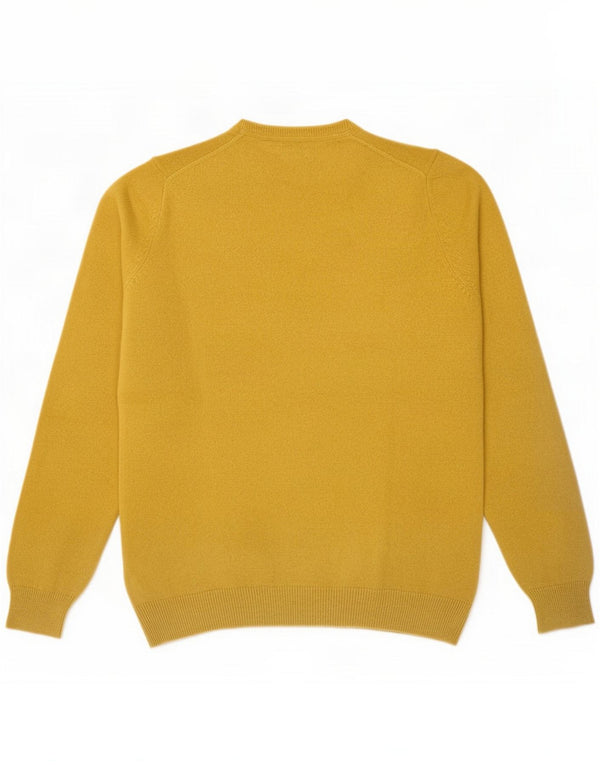 Suéter feminino Massimo Dutti com gola redonda Reino Unido 10 pequeno amarelo