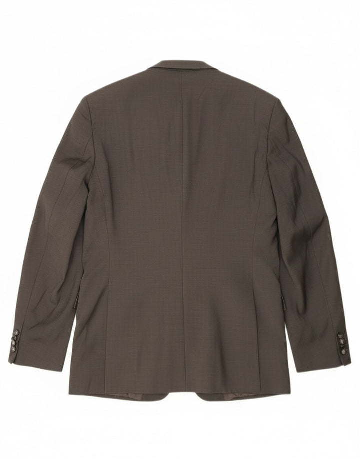 Jaqueta Blazer Masculina Hugo Boss Longline 2 Botões Reino Unido 42 XL Lã Cinza