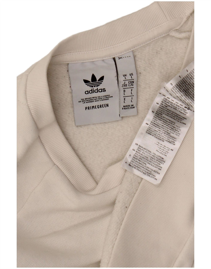 ADIDAS Mens Primegreen Moletom Jumper Grande Algodão Branco