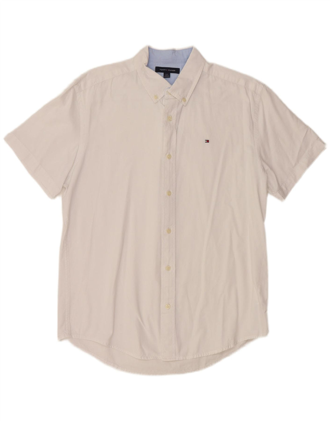 TOMMY HILFIGER Camisa masculina de manga curta grande algodão branco