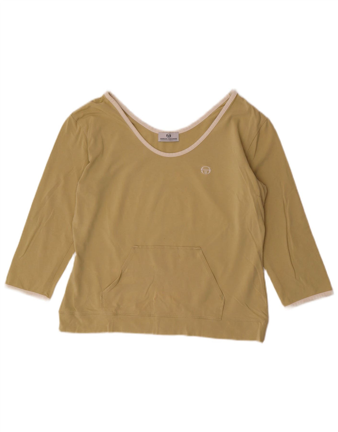 SERGIO TACCHINI Top feminino manga 3/4 IT 48 XL algodão cáqui