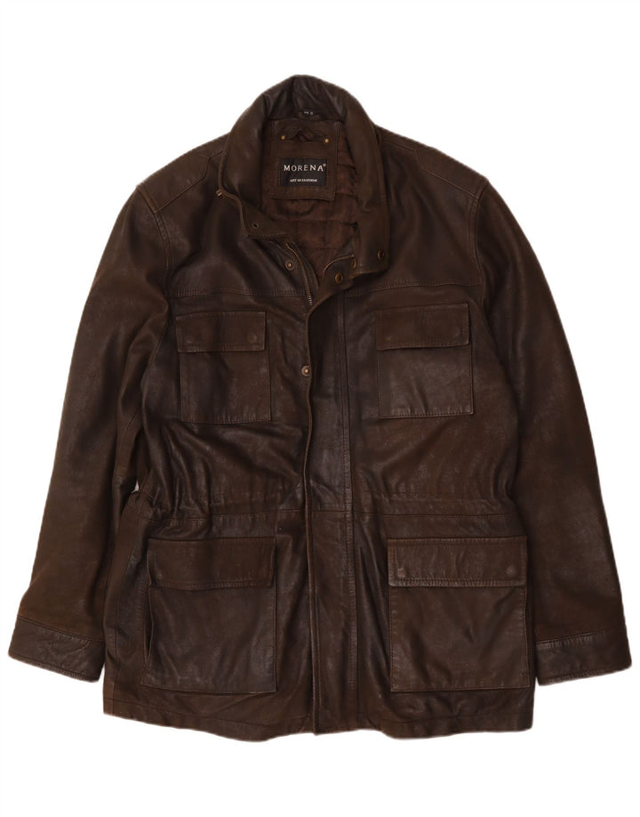 Jaqueta de couro masculina Morena UK 42 XL marrom