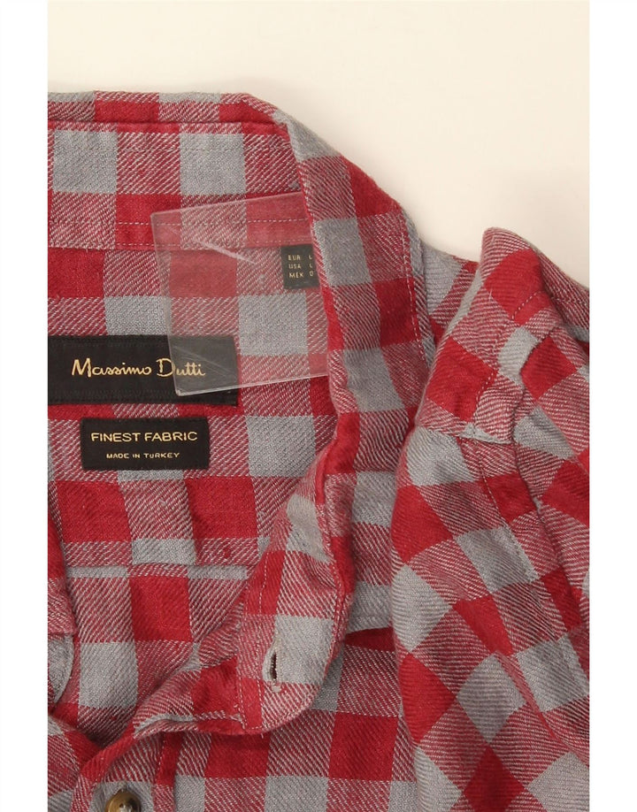 Camisa masculina Massimo Dutti grande xadrez vermelho