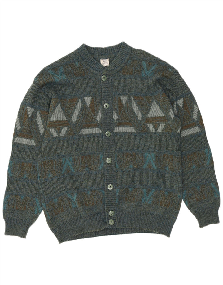 Suéter cardigã masculino DRALON médio multicolorido geométrico poliacrílico