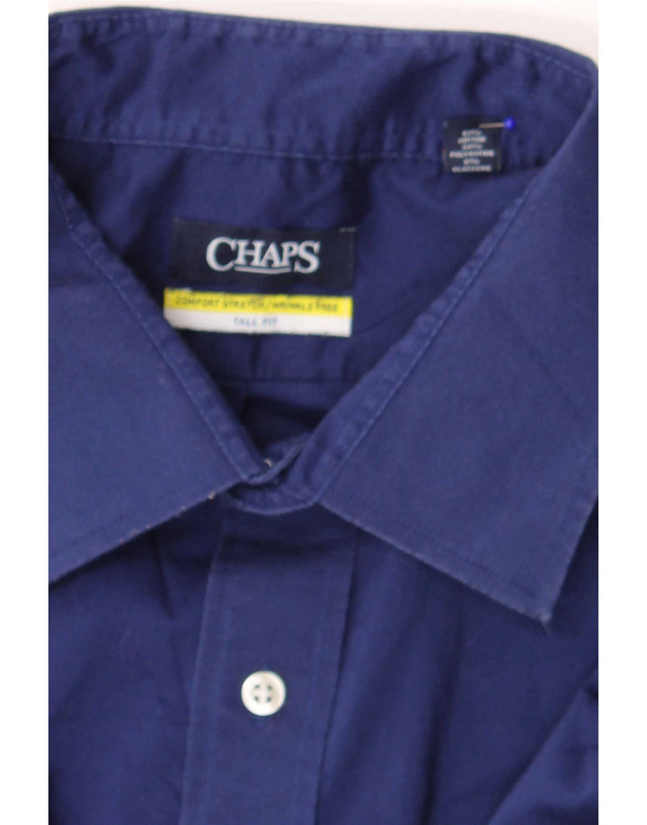 Camisa alta masculina Chaps tamanho 18 2XL algodão azul