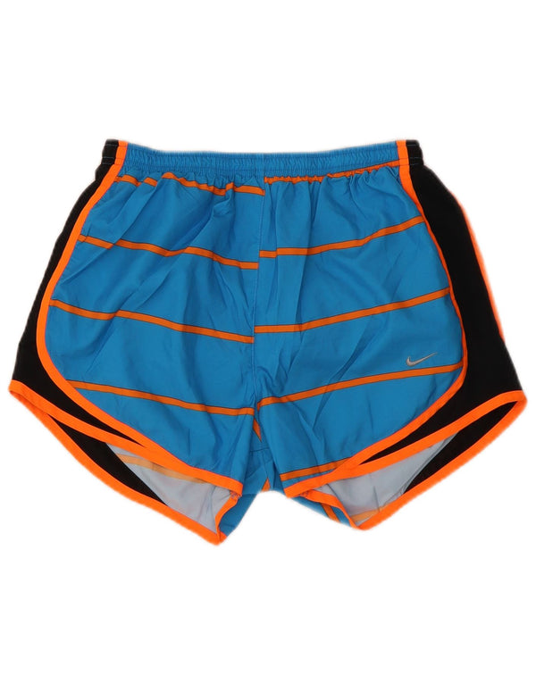 Shorts esportivos femininos Nike Dri Fit UK 10 pequeno azul colorblock poliéster