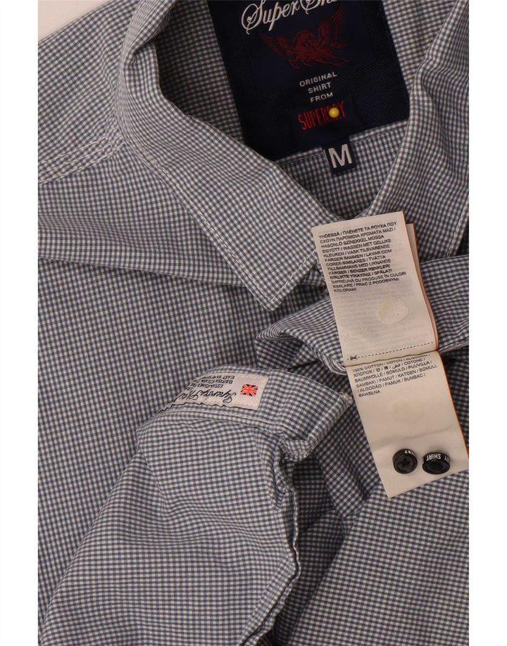 Camisa masculina Superdry algodão guingão azul médio