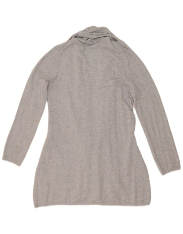 Suéter cardigã feminino Zara Longline Reino Unido 10 viscose manchada cinza pequena