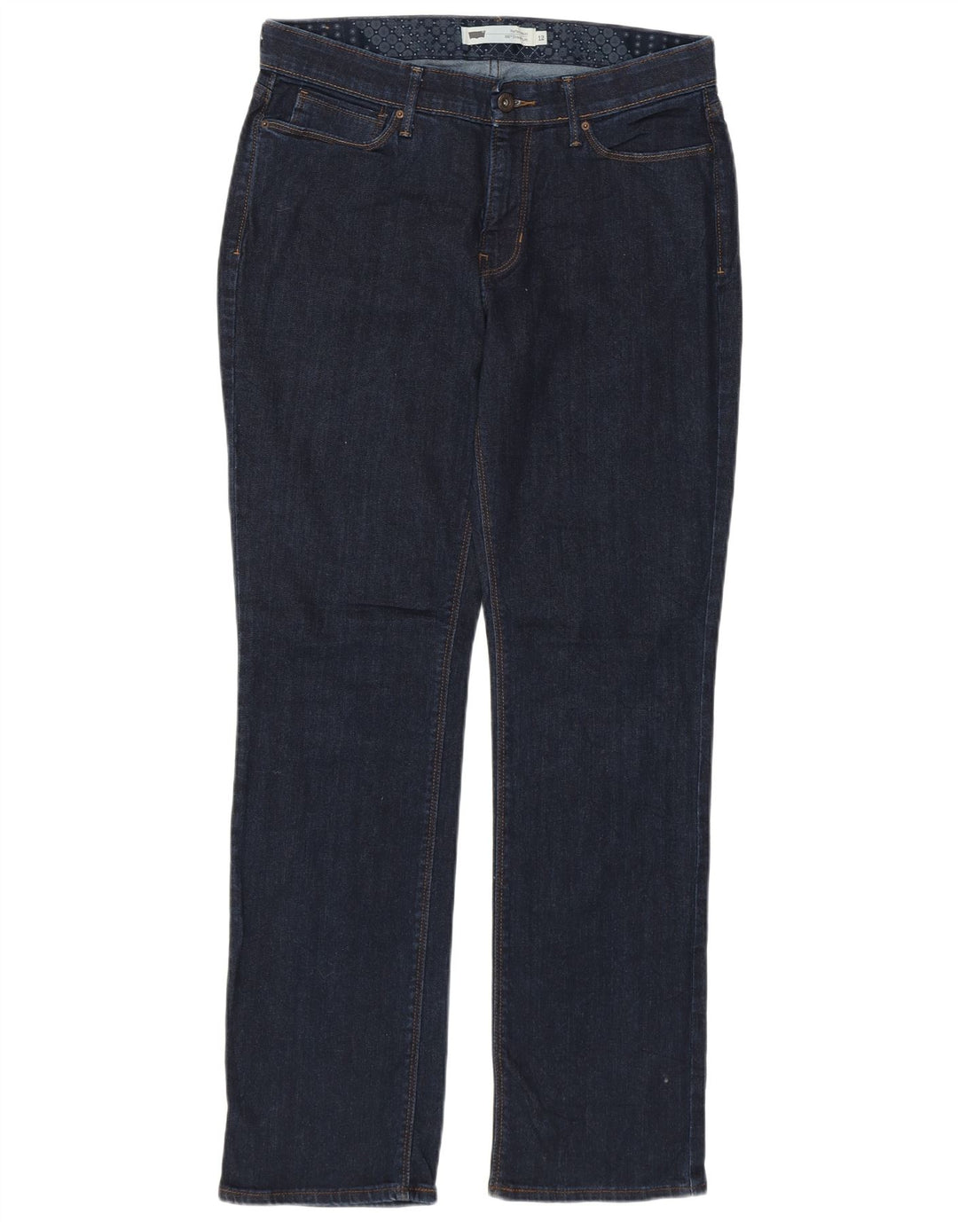 Levi's feminino 525 jeans retos US 12 grande W31 L32 azul marinho algodão