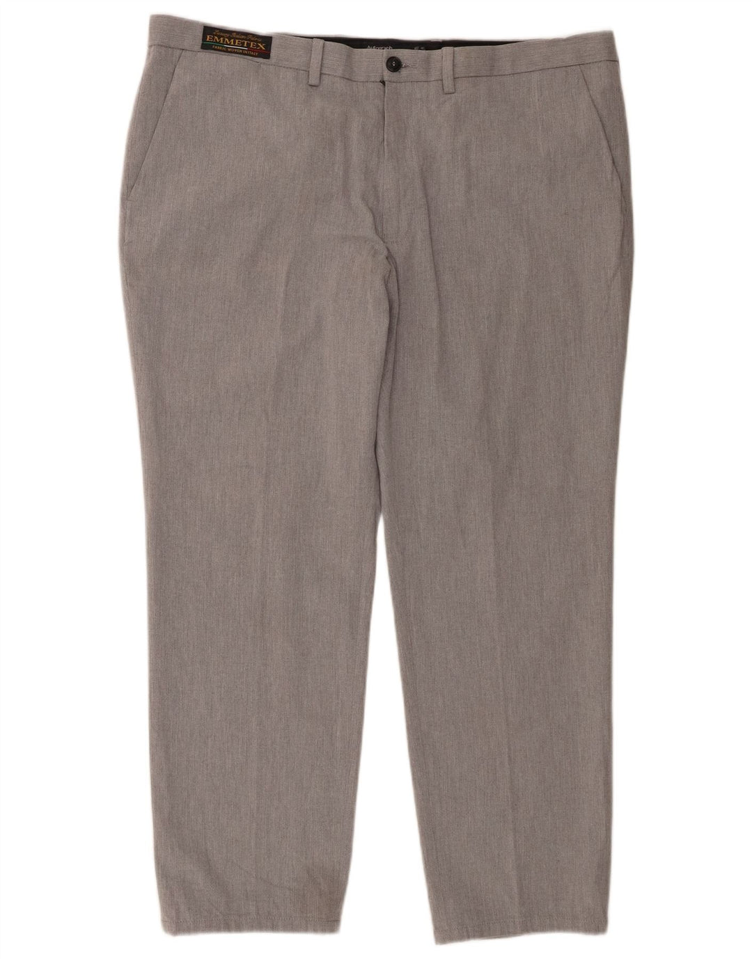 Calça chino reta masculina Marks & Spencer W40 L29 algodão cinza