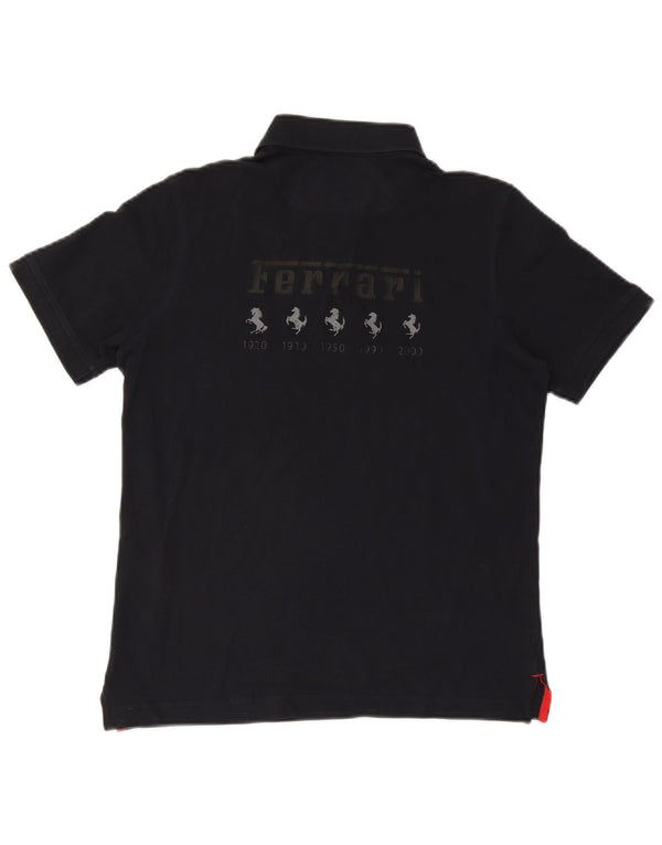 Ferrari Mens Graphic Polo Shirt Small Navy Blue Cotton