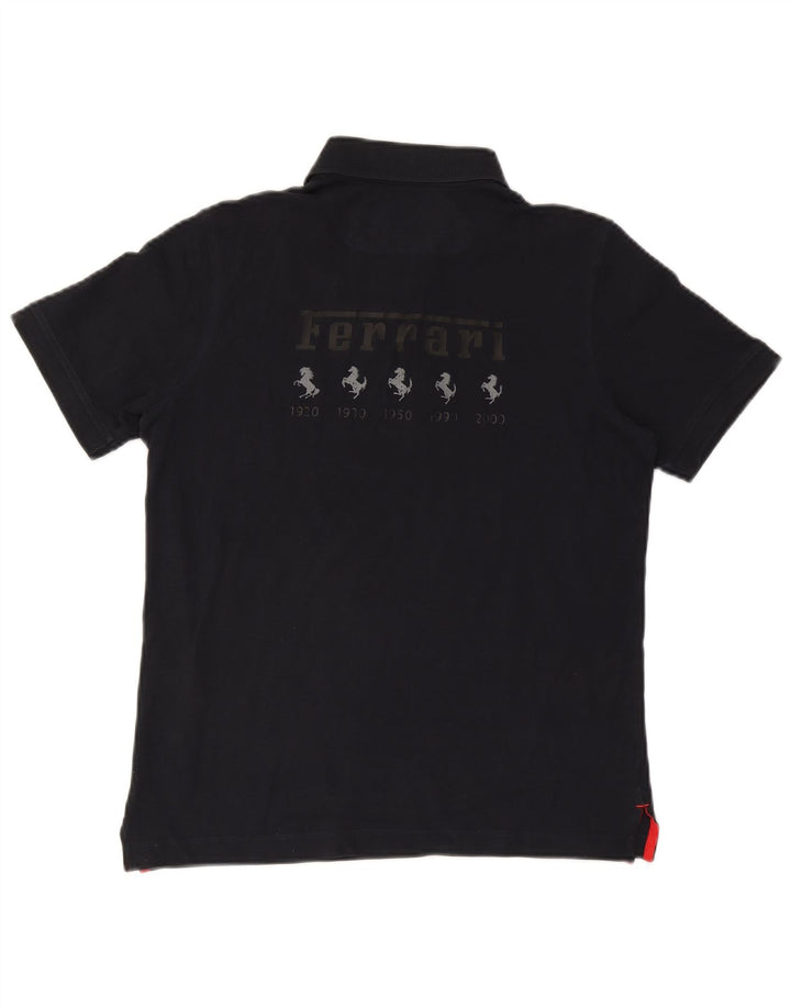 Camisa pólo gráfica masculina Ferrari pequena algodão azul marinho