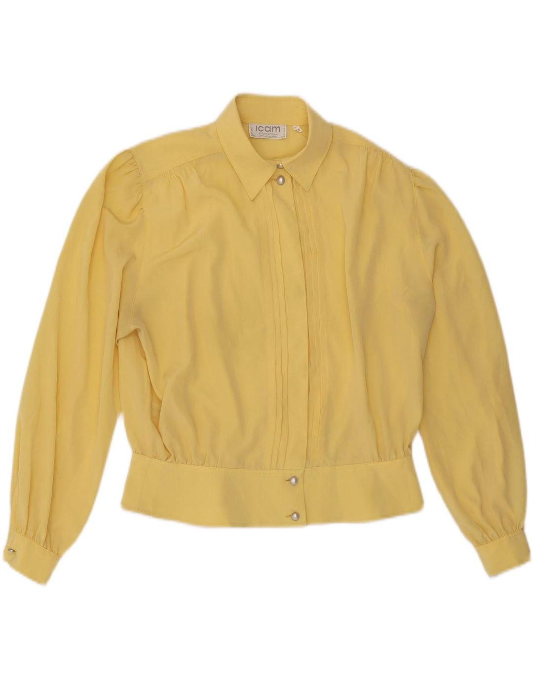 Blusa camisa feminina ICAM UK 16 grande poliéster amarelo