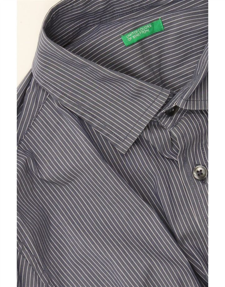 Camisa masculina BENETTON pequena listra azul marinho