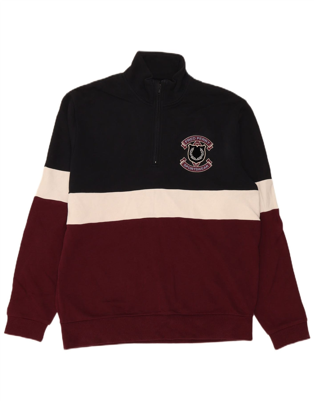 Moletom masculino Fred Perry com zíper e gola em bloco colorido médio multicolorido