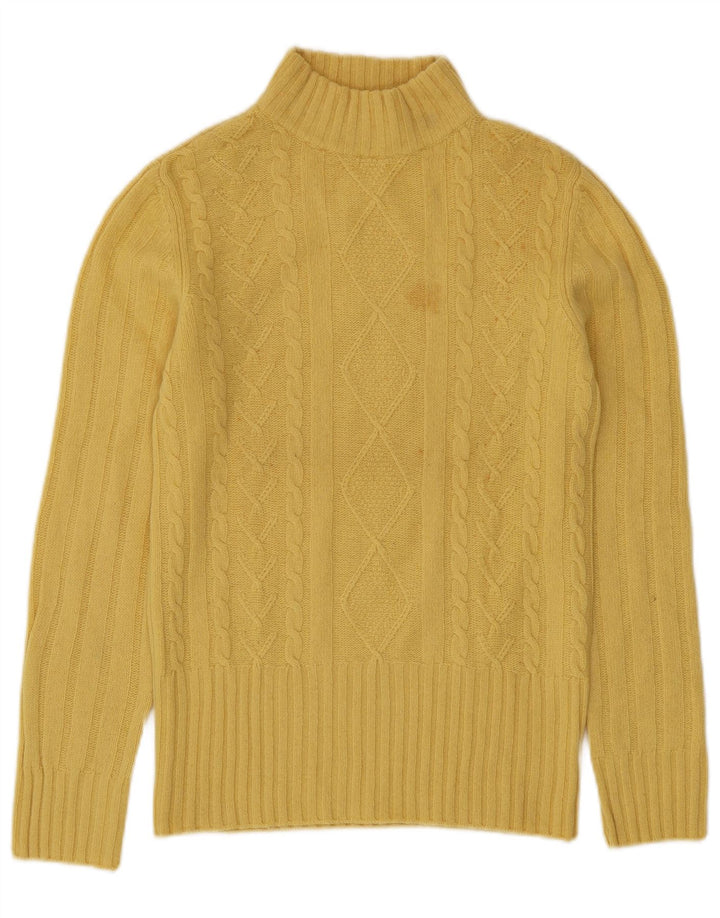 Suéter feminino com gola tartaruga BENETTON Reino Unido 10 pequeno amarelo
