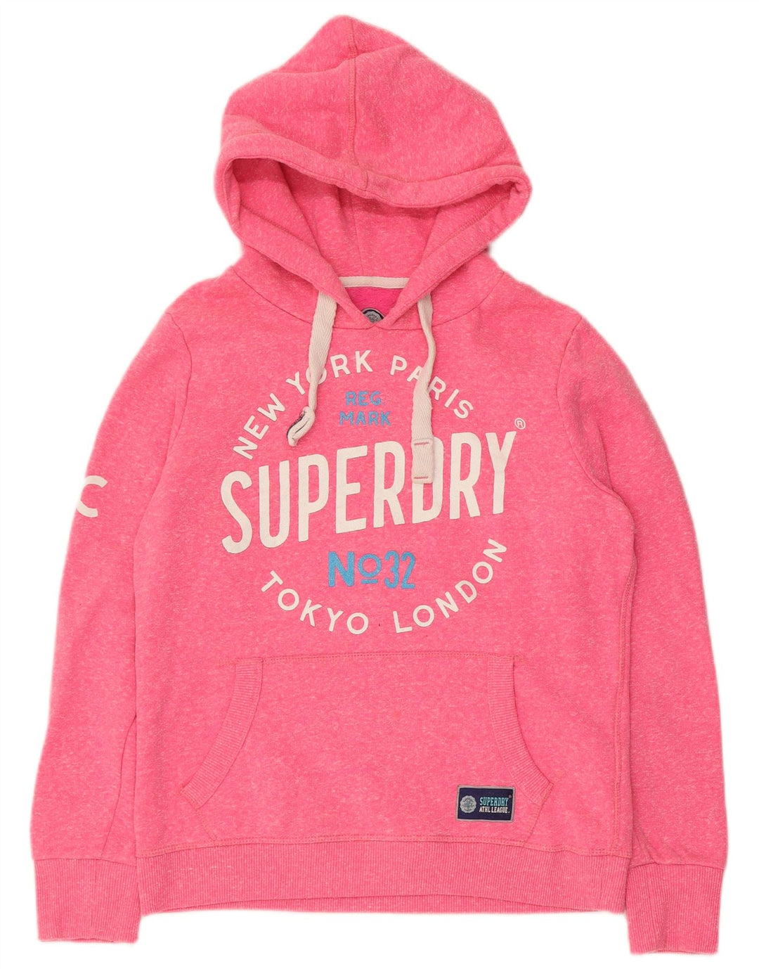Superdry feminino gráfico moletom com capuz UK 14 poliéster rosa médio