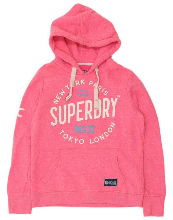 Superdry feminino gráfico moletom com capuz UK 14 poliéster rosa médio