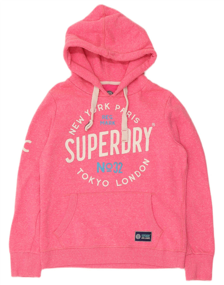 Superdry feminino gráfico moletom com capuz UK 14 poliéster rosa médio