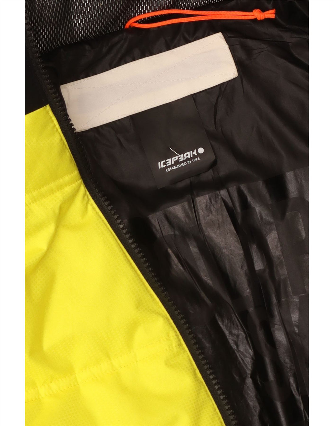 Jaqueta masculina acolchoada com capuz Icepeak UK 38 bloco colorido amarelo médio