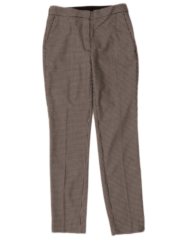 Calça feminina Zara Slim Suit XS W24 L27 preta houndstooth poliéster
