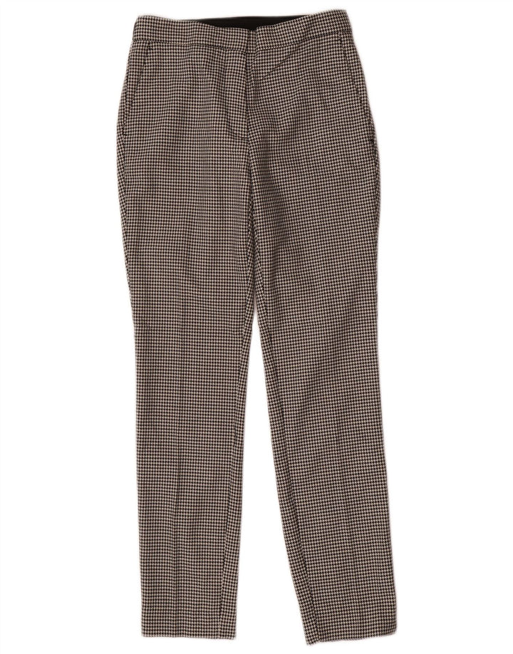 Calça feminina Zara Slim Suit XS W24 L27 preta houndstooth poliéster