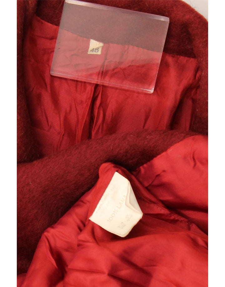 Casaco feminino VINTAGE com peito duplo IT 48 XL lã borgonha