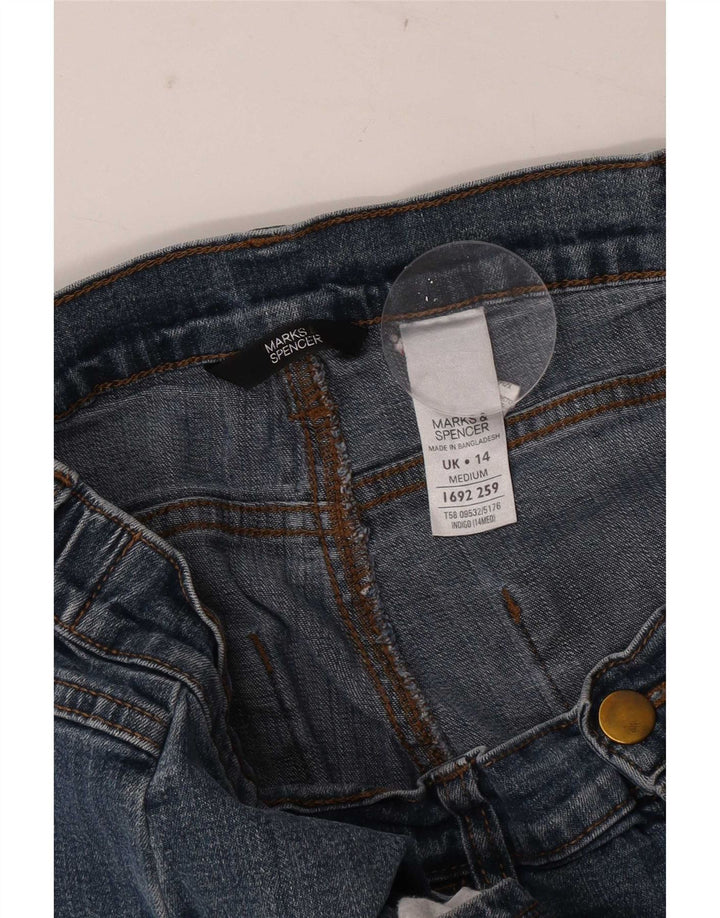 Jeans retos femininos Marks & Spencer Reino Unido 14 médio W34 L28 algodão azul