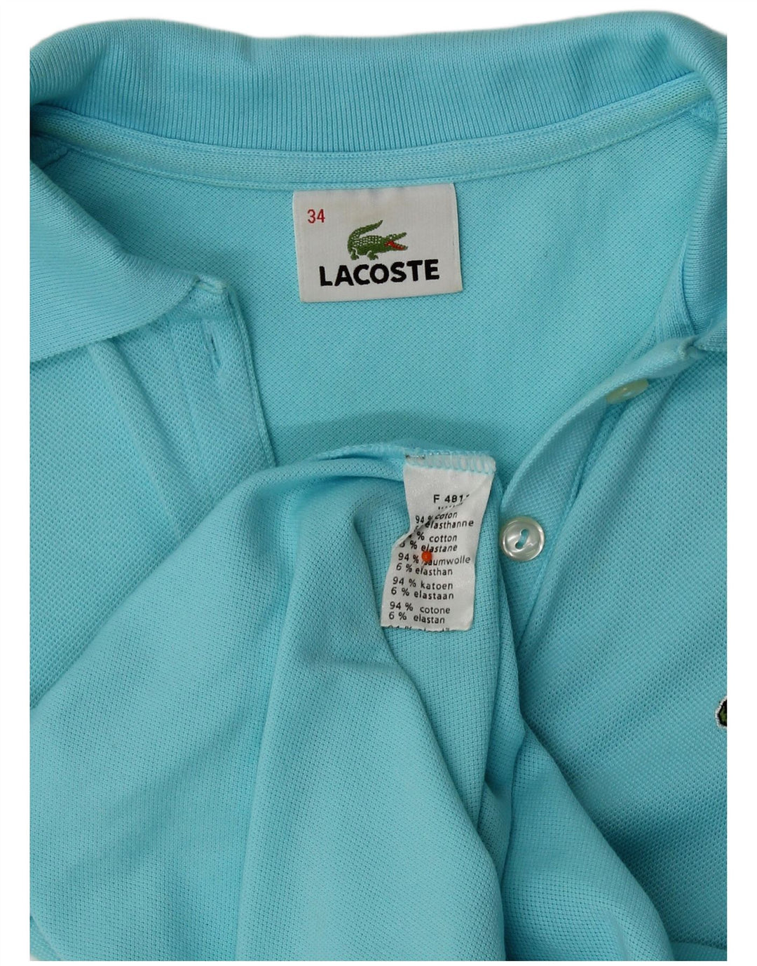 Camisa polo feminina Lacoste tamanho 34 pequeno algodão azul