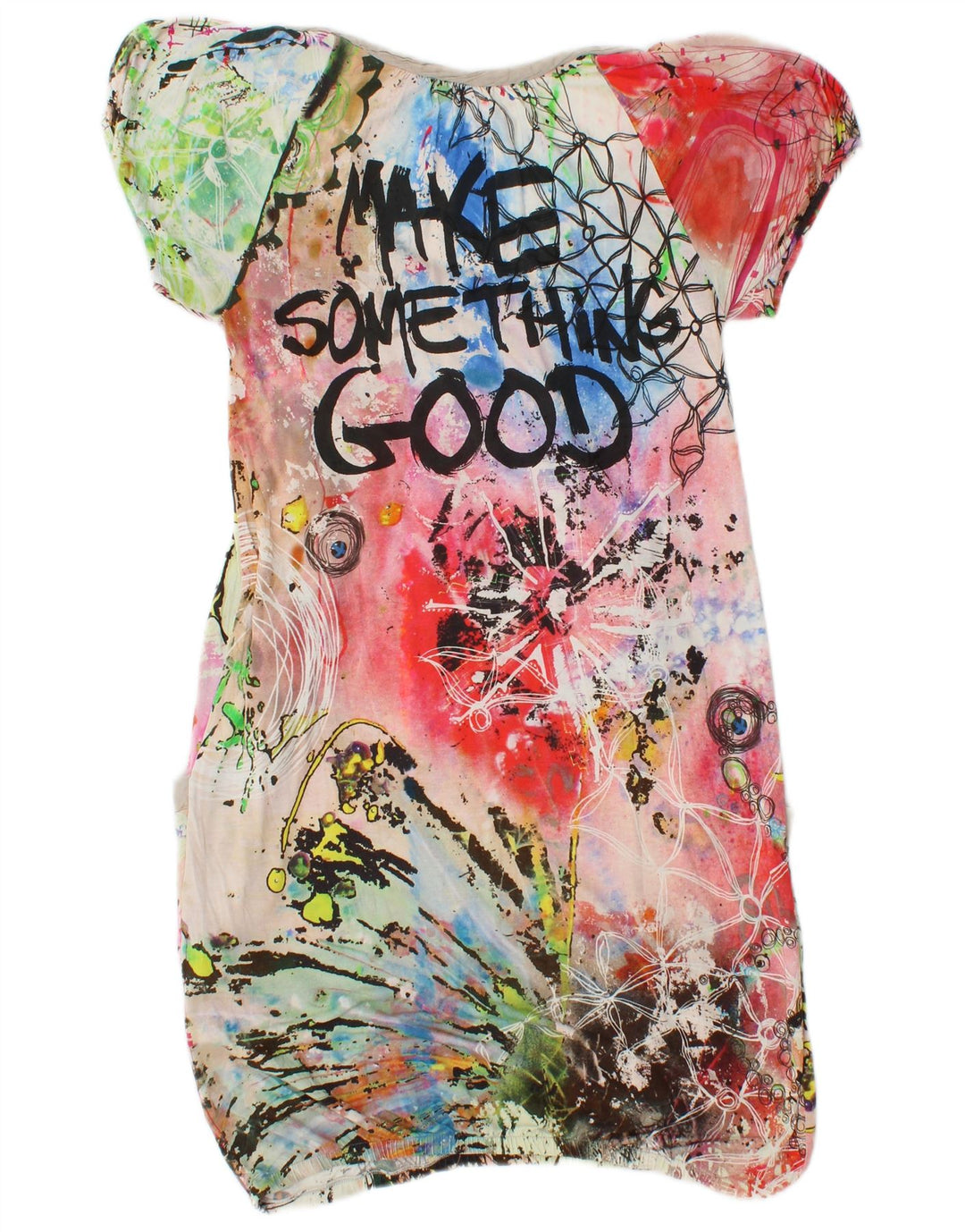 DESIGUAL Vestido feminino gráfico bolha Reino Unido 8 pequeno tie-dye multicolorido