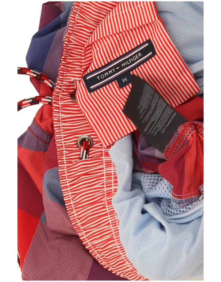 Shorts de natação masculino Tommy Hilfiger médio vermelho xadrez nylon