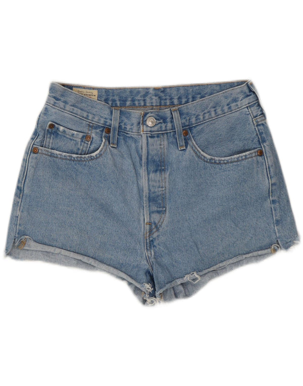 Shorts jeans feminino Levi's 501 de cintura alta W28 algodão azul médio