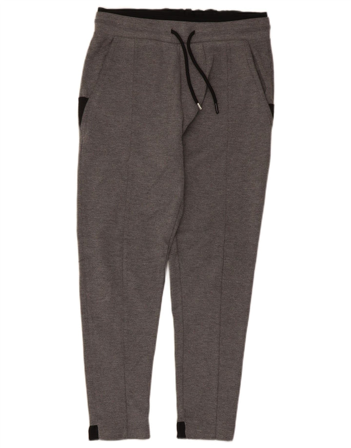 Zara Mens Crop Tracksuit Calças Pequenas Cinza Colourblock Poliéster