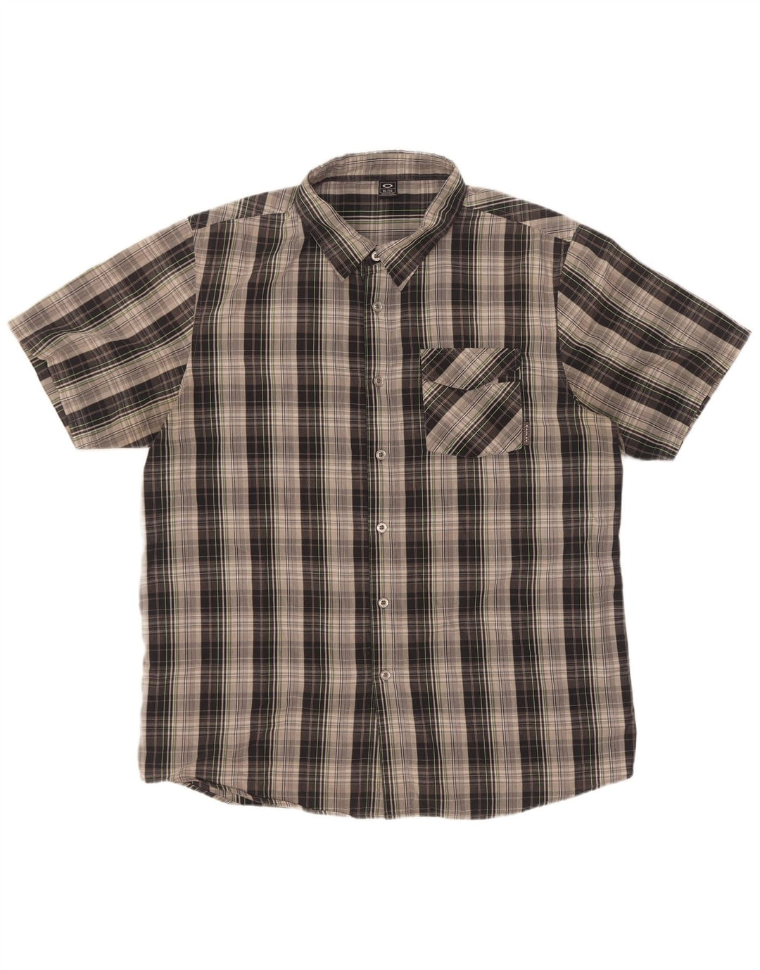 Camisa masculina de manga curta Oakley XL cinza xadrez