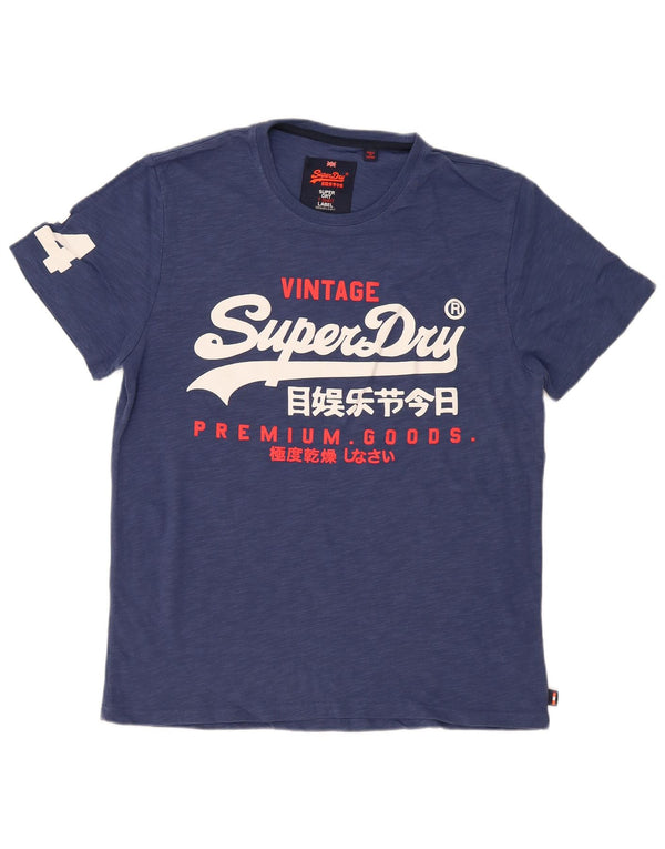 Camiseta gráfica masculina Superdry Top 2XL algodão azul