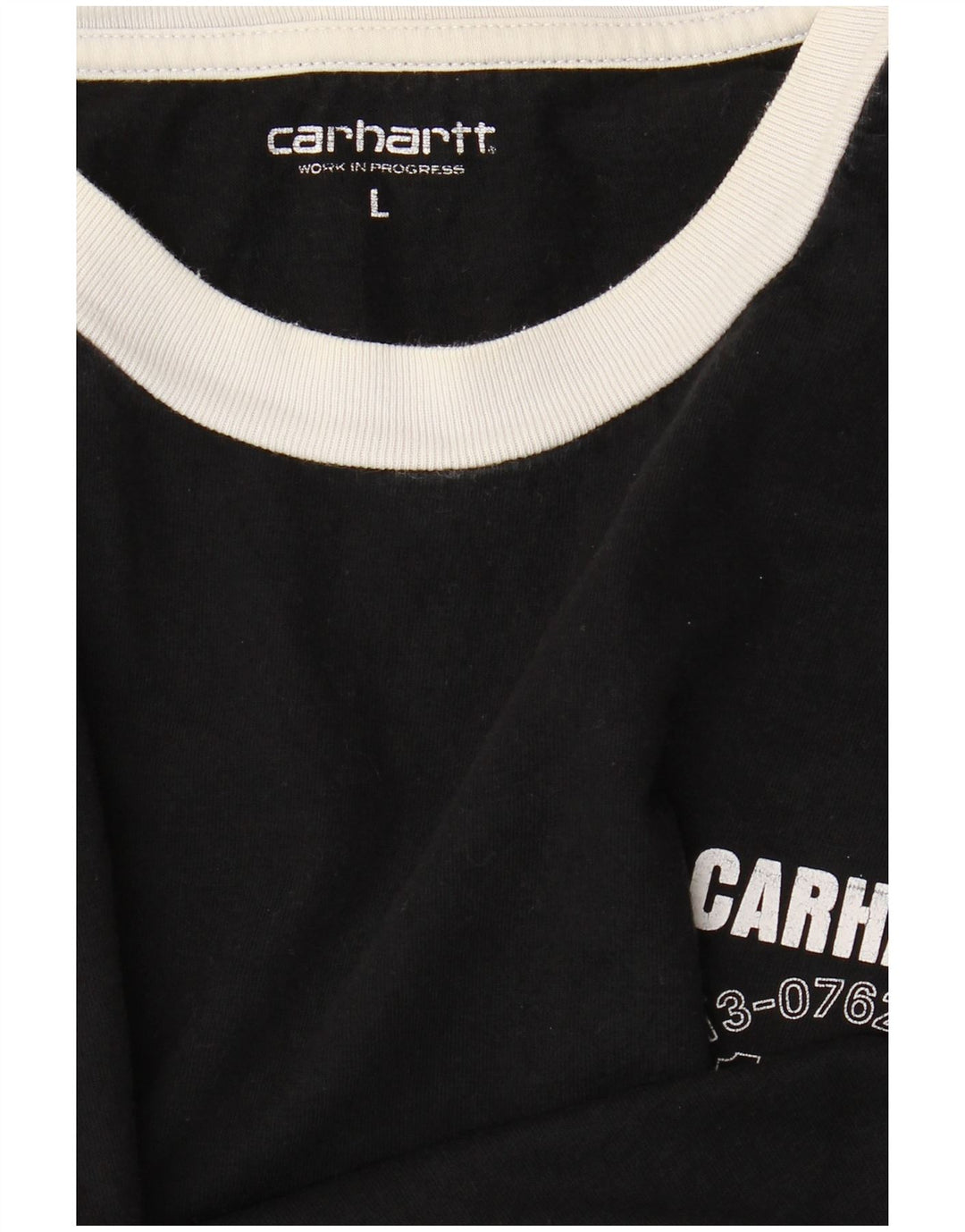 Top gráfico masculino CARHARTT manga comprida listrado preto grande