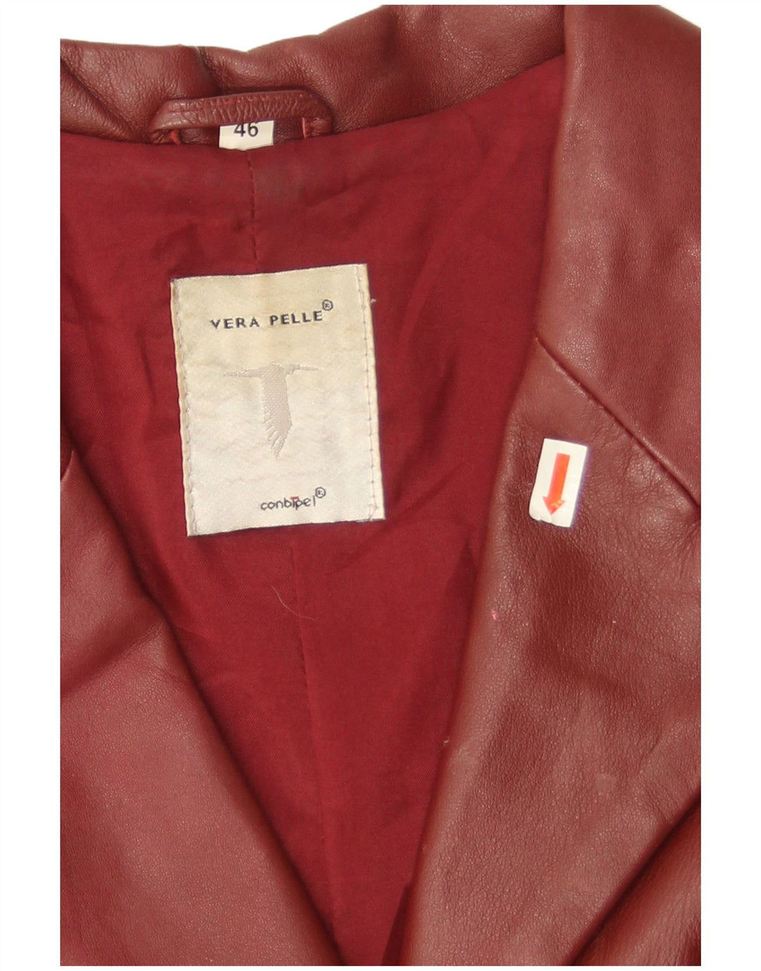 Jaqueta blazer feminina de couro com 3 botões da Conbipel IT 46 grande couro Borgonha