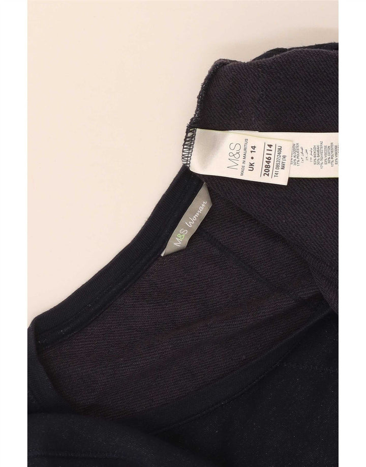 Top feminino Marks & Spencer manga 3/4 UK 14 médio azul marinho viscose