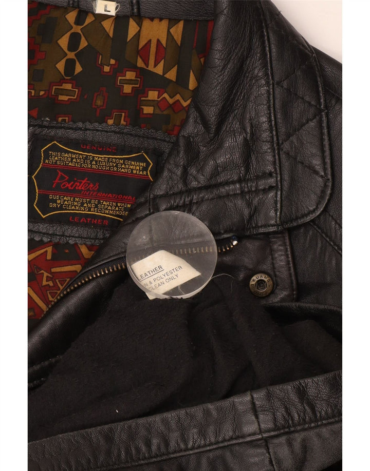 Jaqueta de couro masculina Pointers UK 40 grande couro preto