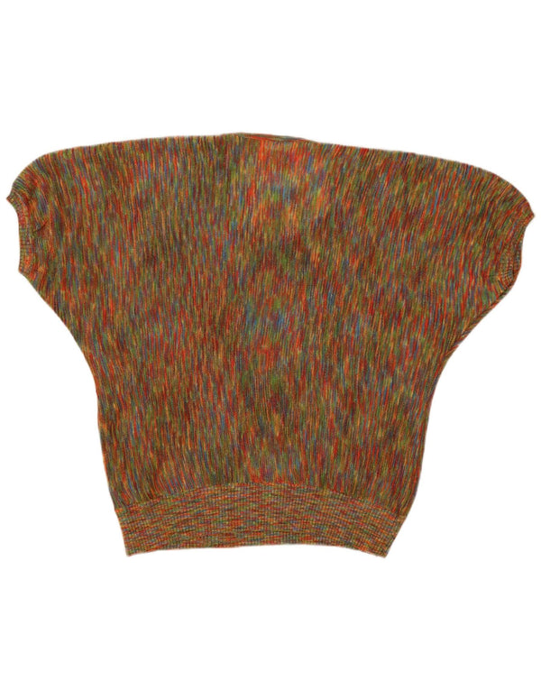 Blusa feminina vintage UK 12 média multicolorida manchada