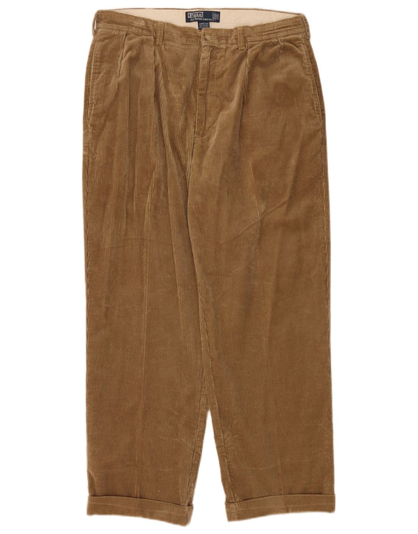 Polo Ralph Lauren Masculino Andrew Pegged Calças de veludo W35 L31 Algodão Bege